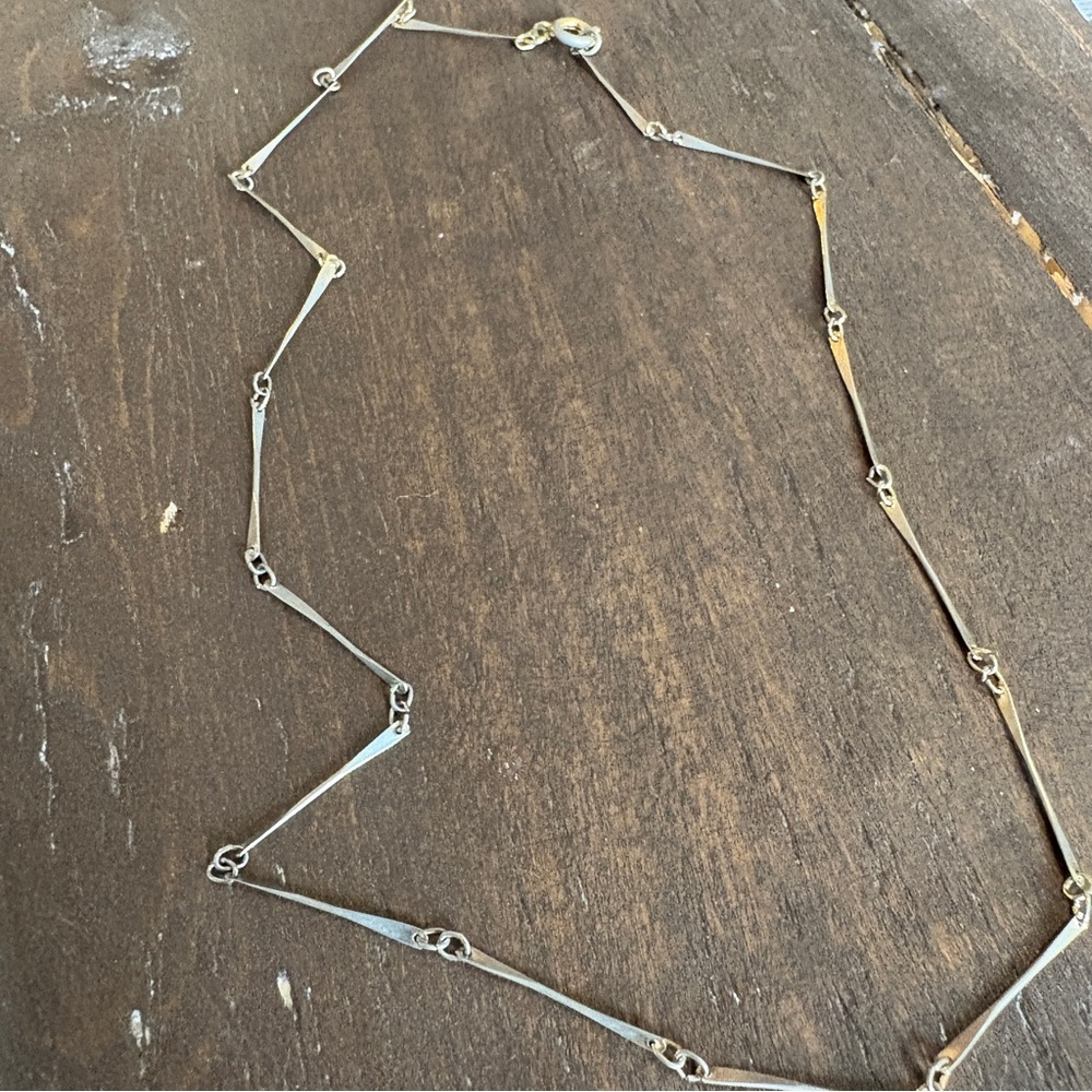Vintage 90s Silver & Gold Tone Flat Pressed Metal Chain Necklace – 16”